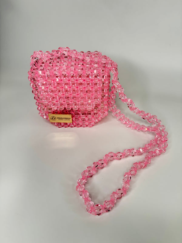 Pink Yoko Beaded Crossbody Bag