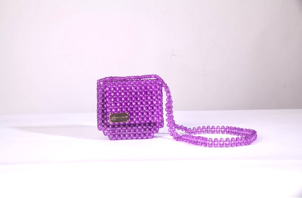 Purple Yoko Beaded Crossbody Bag