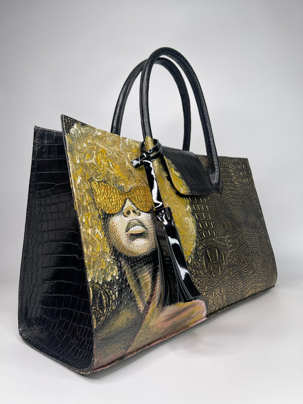 Gold HER Afro Leather Handbag