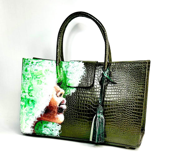 Green  HER Afro Leather Handbag