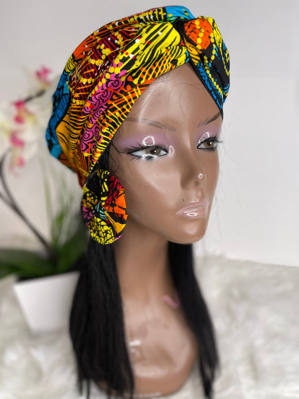 Caribbean Satin Lined Turban With Earrings