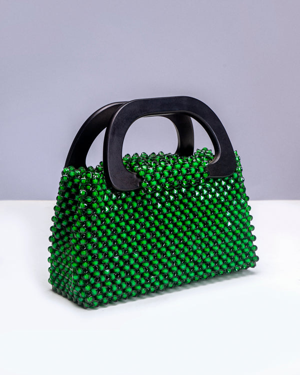 Emerald’s Nzazai Beaded  Wooden Handle Bag