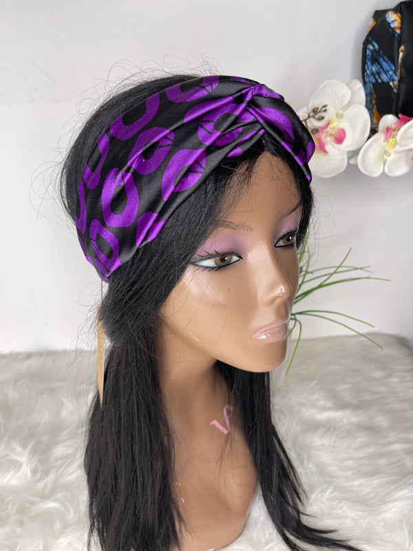 Purple Ifeoma Silk Turban Headbands