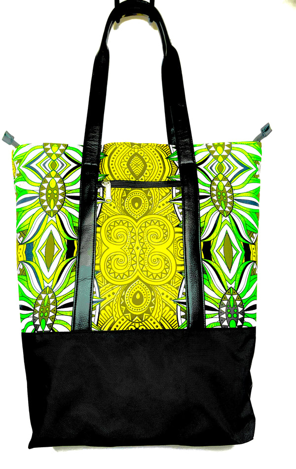 Tribe Print  Overnight Totes  Bag with leather