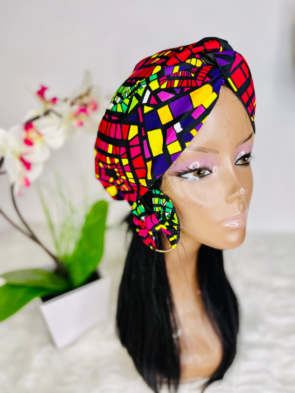 Gomba Satin Lined Turban With Earrings