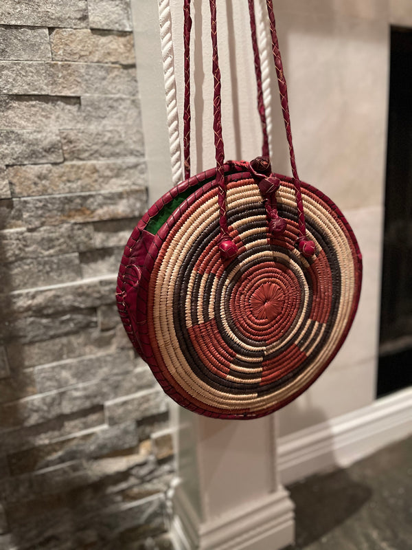 Zarai  shoulder Basket Bag with Leather