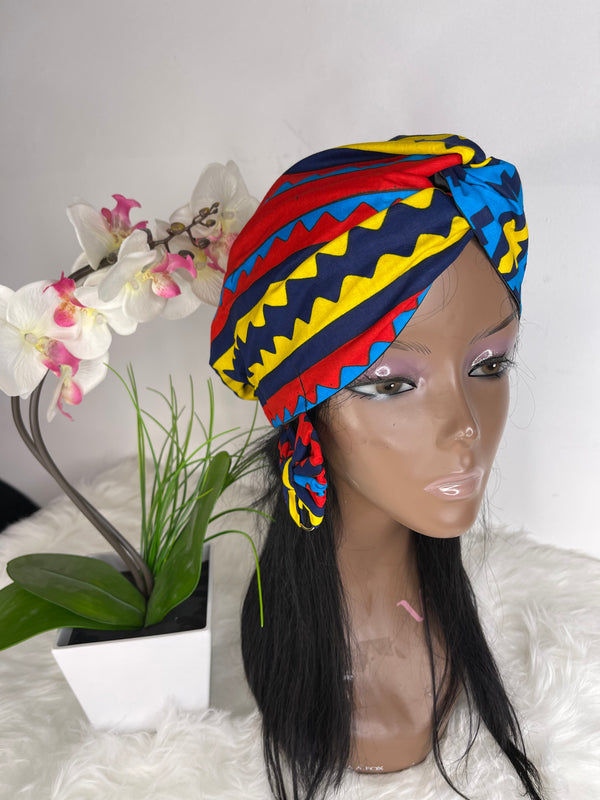 Jamaican Satin Lined  Turban With Earrings