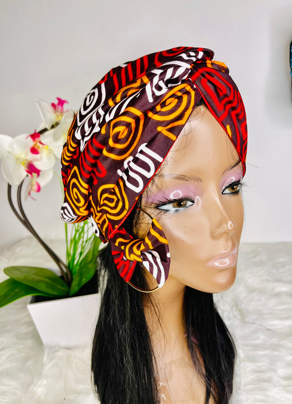 Purple Satin Lined  Turban With Earrings